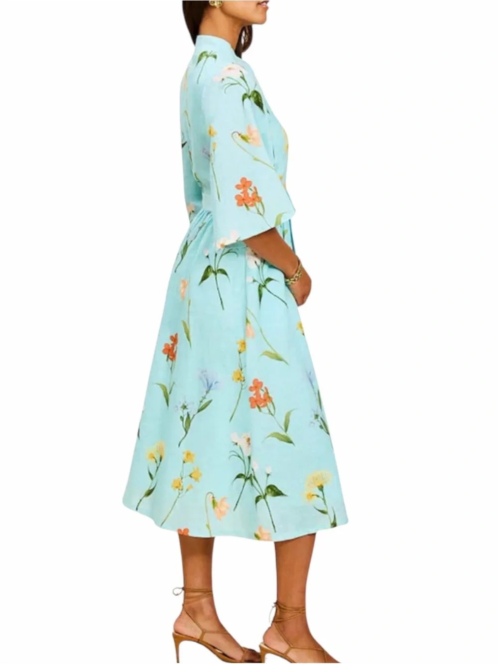 NWT Mestiza New York Carmen Garden Waltz Print Mandarin Collar Midi Dress Size 6 - Picture 3 of 9